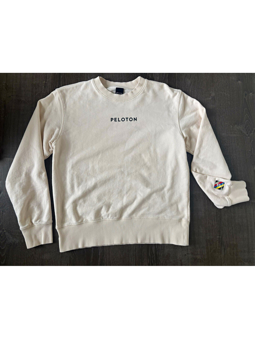 Peloton TWGF Beige Pullover Crewneck Graphic Logo Sweatshirt